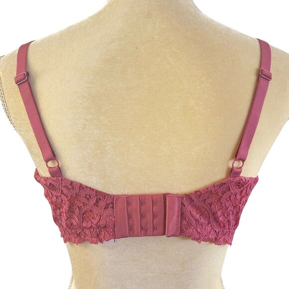 Victoria's Secret Unlined Demi Bra Floral Lace Raspberry Pink Size 38D - Picture 4 of 14